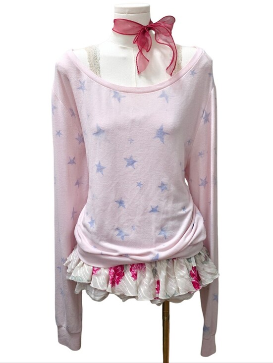 Abercrombie & Fitch Tops - Abercrombie Vintage Super Oversized Baggy Pajama Top Pink With Stars
